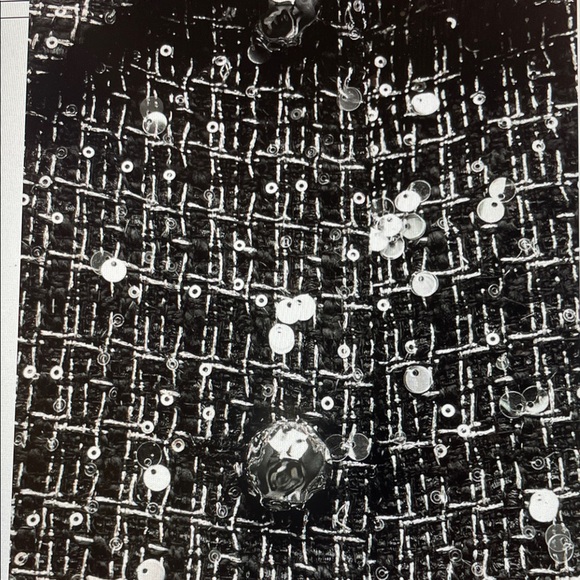 Zara Women's sequin accented Black and White Tweed Jacket  - new- stunning - Picture 3 of 8